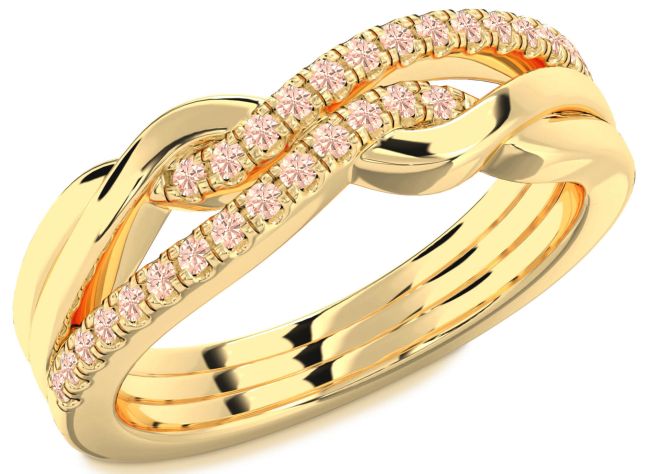 Morganite Gold Infinity Round Ring