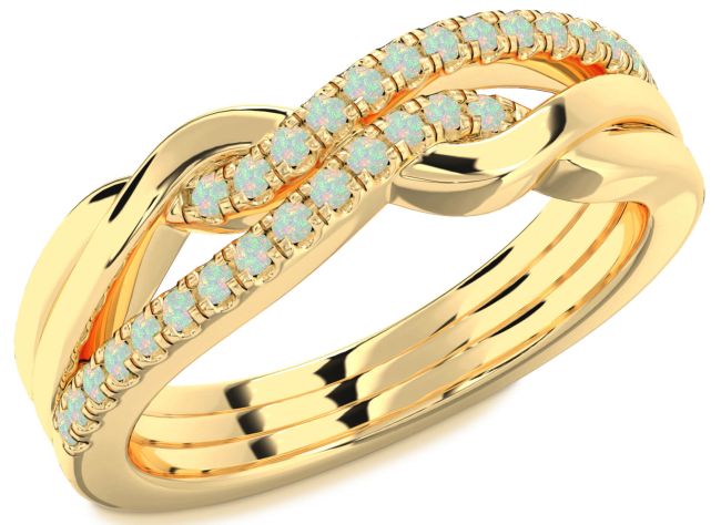 Opal Gold Infinity Round Ring
