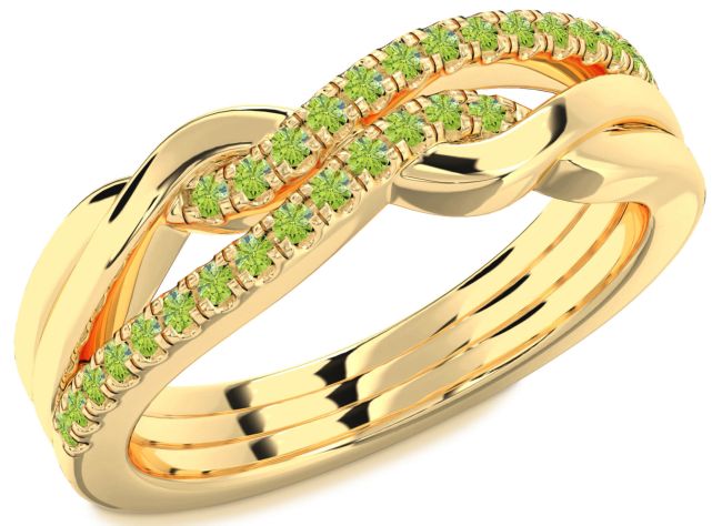 Peridot Gold Infinity Round Ring