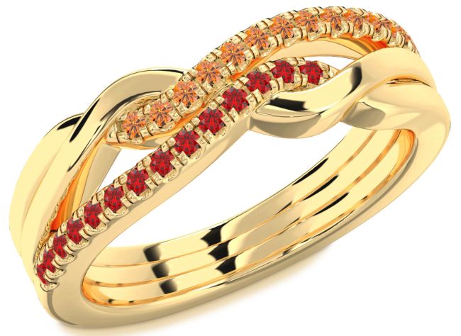 Ruby & Citrine Gold Infinity Round Promise Ring