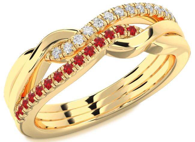 Diamond & Ruby Gold Infinity Round Promise Ring