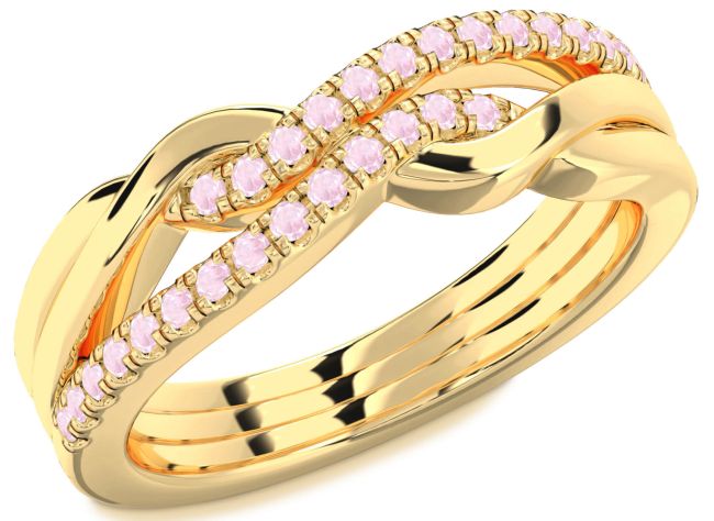 Rose Quartz Gold Infinity Round Ring