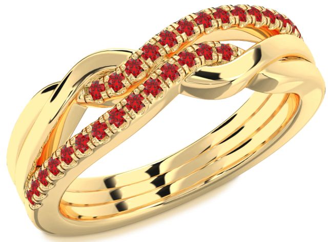 Ruby Gold Silver Infinity Round Ring