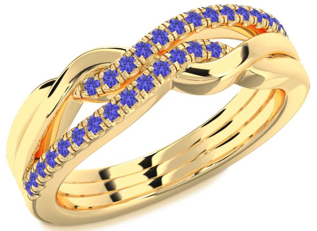 Tanzanite Gold Silver Infinity Round Ring