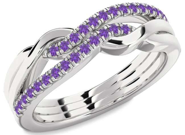 Amethyst Platinum Infinity Round Ring