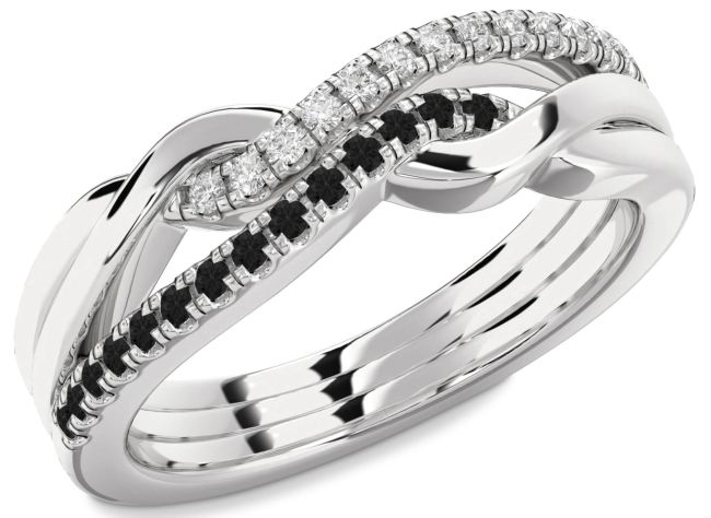 Black Diamond Silver Infinity Round Promise Ring