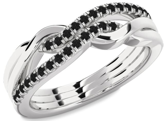 Black Diamond Platinum Infinity Round Ring