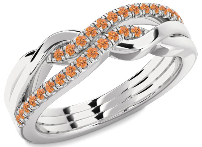 Citrine Platinum Infinity Round Ring