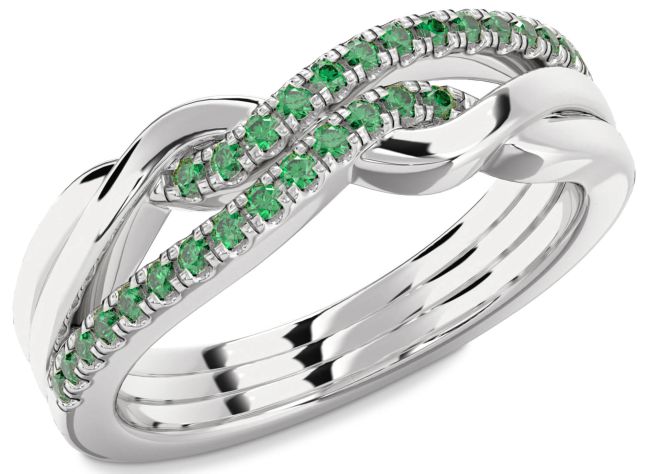 Emerald Platinum Infinity Round Ring