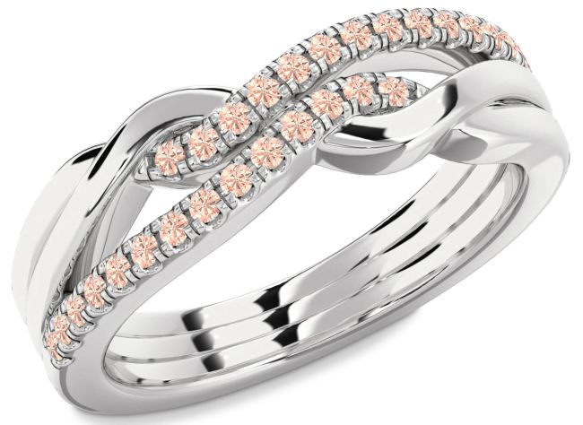 Morganite Platinum Infinity Round Ring