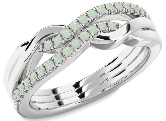 Opal Platinum Infinity Round Ring