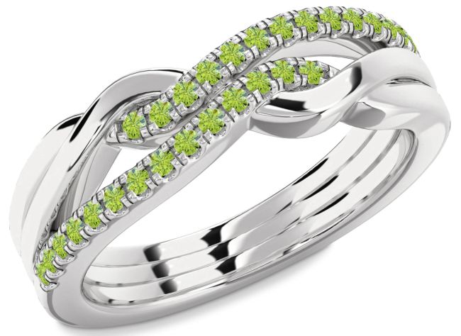Peridot Platinum Infinity Round Ring