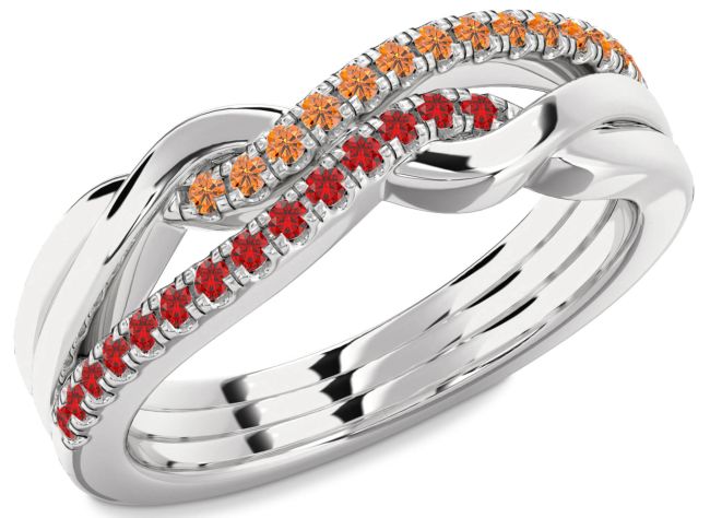Ruby & Citrine Silver Infinity Round Promise Ring