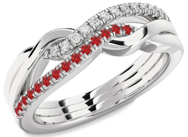 Diamond & Ruby Silver Infinity Round Promise Ring