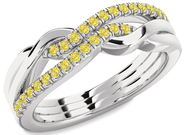 Yellow Diamond White Gold Infinity Round Ring