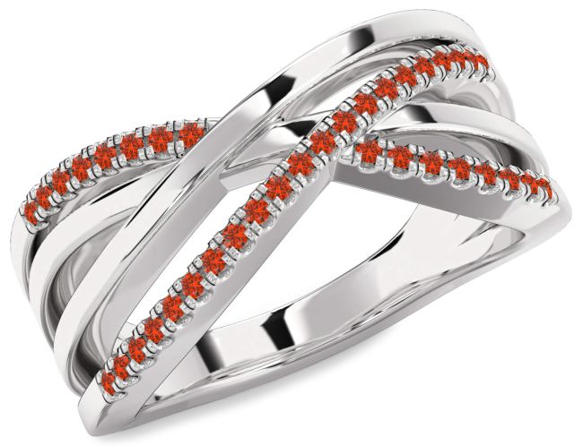 Fire Opal Platinum Infinity Ring