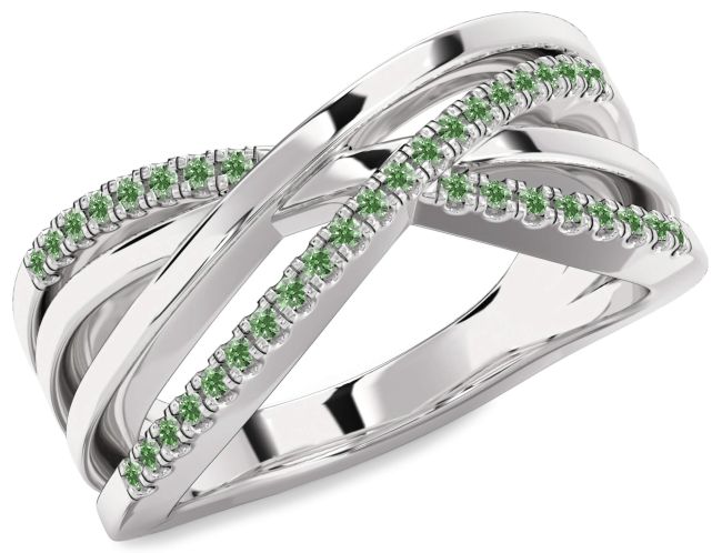 Green Diamond Platinum Infinity Ring
