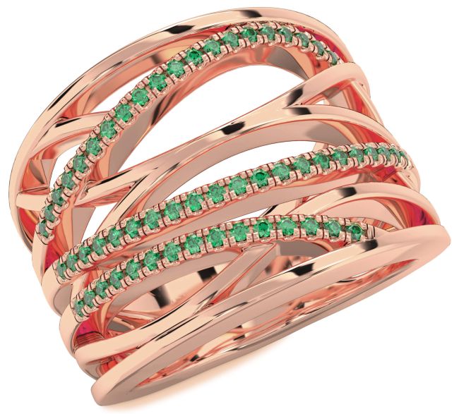 Emerald Rose Gold Silver Infinity Ring