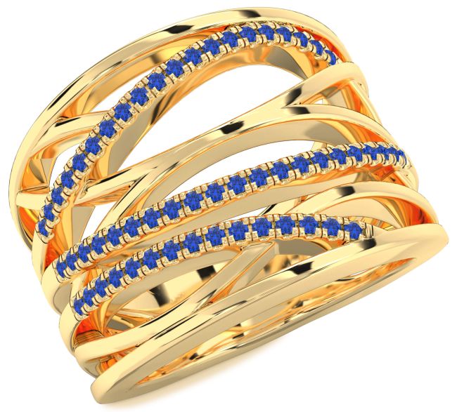 Blue Sapphire Gold Silver Infinity Ring