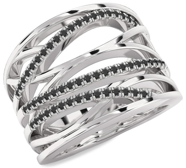 Black Onyx Platinum Infinity Ring
