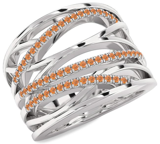 Citrine Platinum Infinity Ring