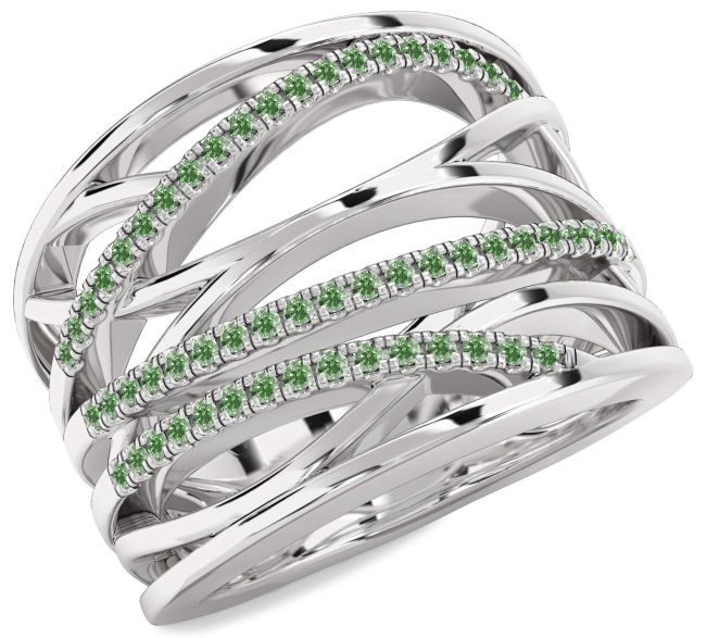 Green Diamond Platinum Infinity Ring