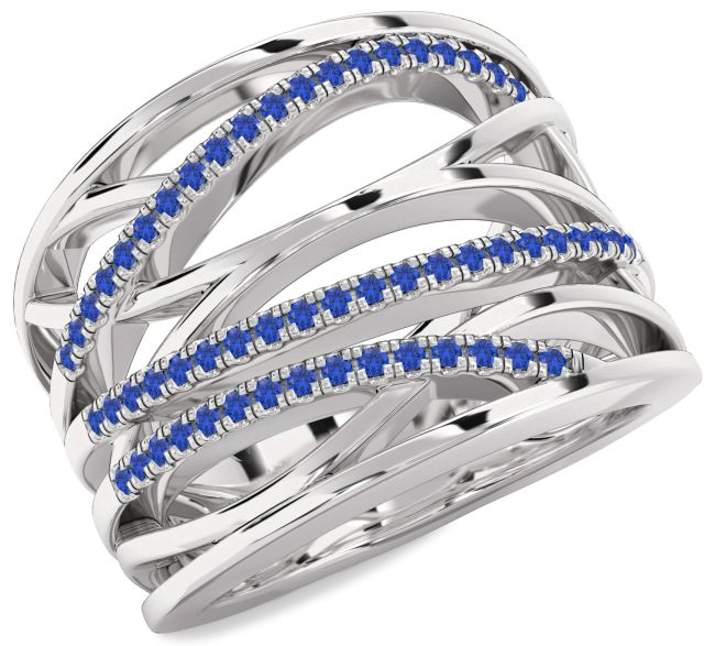 Blue Sapphire Silver Infinity Ring