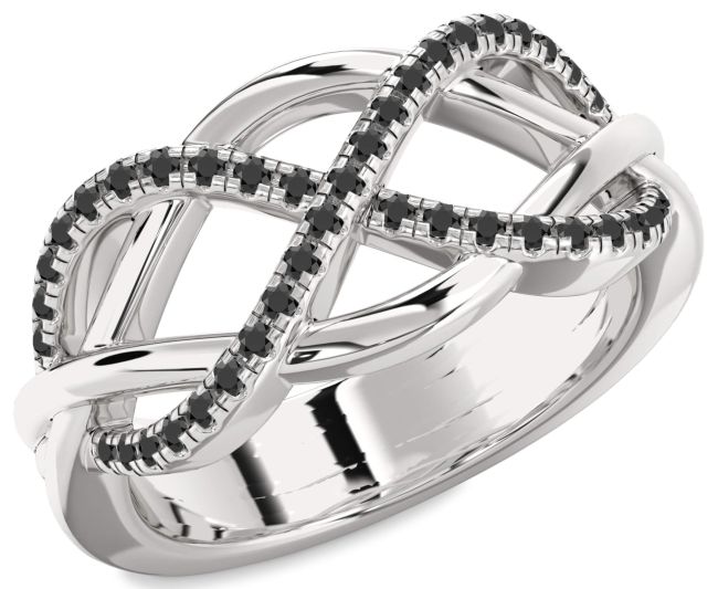 Black Onyx Platinum Infinity Ring