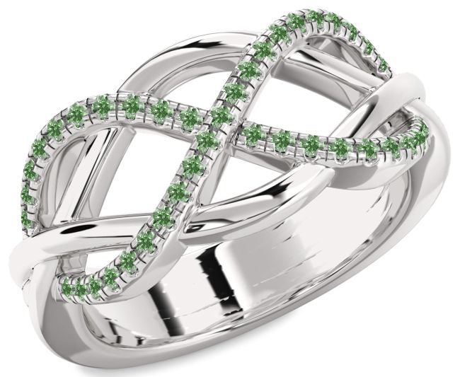 Green Diamond Platinum Infinity Ring