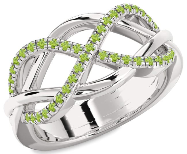 Peridot Platinum Infinity Ring