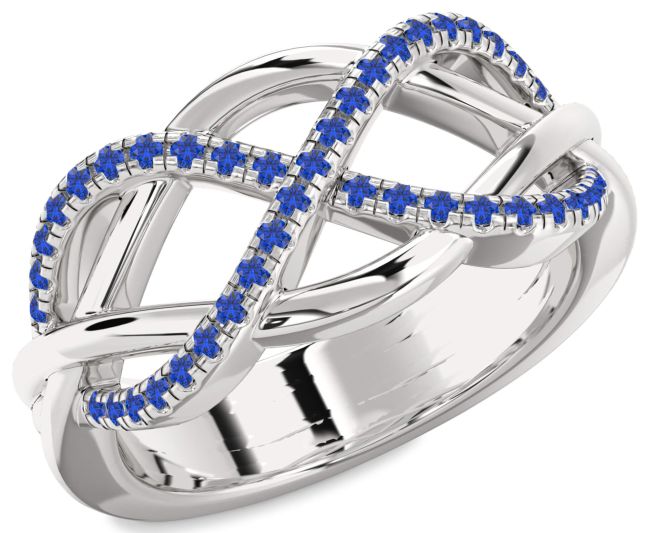 Blue Sapphire Silver Infinity Ring