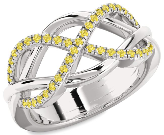 Yellow Diamond Platinum Infinity Ring