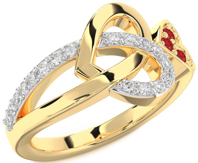 Diamond Ruby Gold Heart Ring