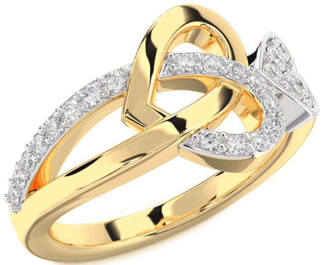 Diamond White Yellow Gold Heart Ring
