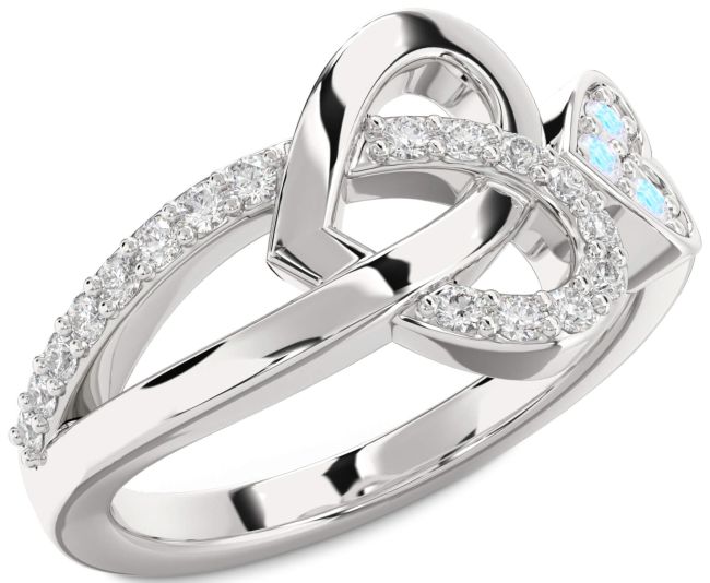 Diamond Moonstone Platinum Heart Ring
