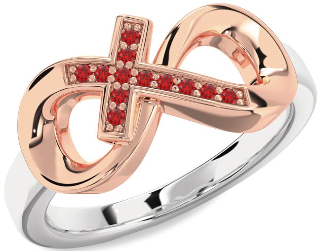 Ruby Rose Gold Silver Infinity Cross Ring