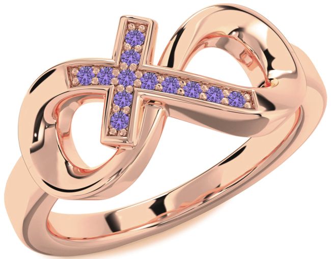 Alexandrite Rose Gold Infinity Cross Ring