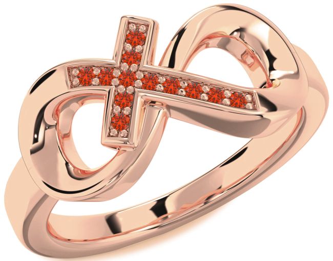 Fire Opal Rose Gold Infinity Cross Ring
