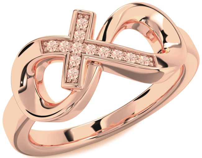 Morganite Rose Gold Infinity Cross Ring