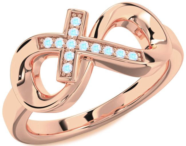 Moonstone Rose Gold Infinity Cross Ring