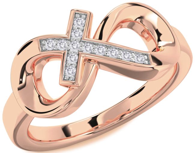 Salt & Pepper Diamond Rose Gold Infinity Cross Ring