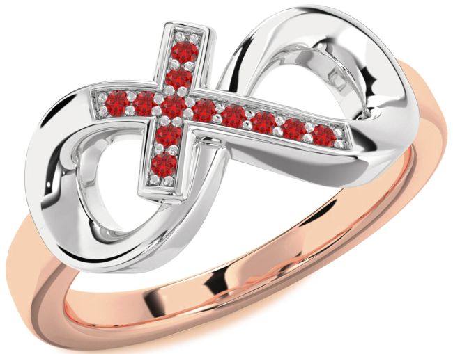 Ruby Rose Gold Silver Infinity Cross Ring