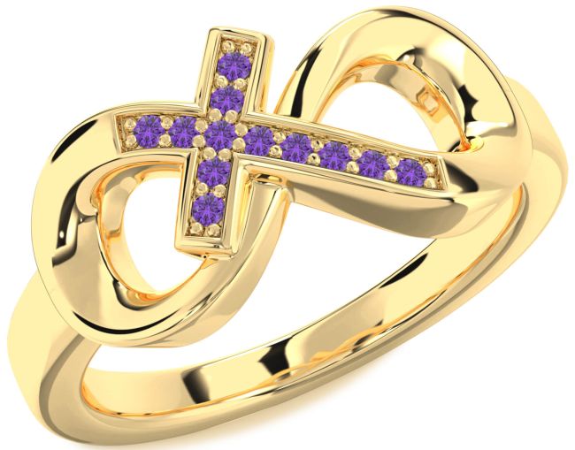 Amethyst Gold Infinity Cross Ring