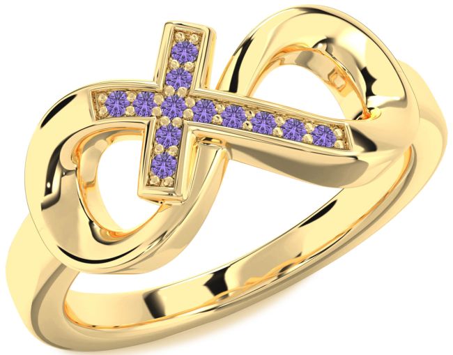 Alexandrite Gold Silver Infinity Cross Ring