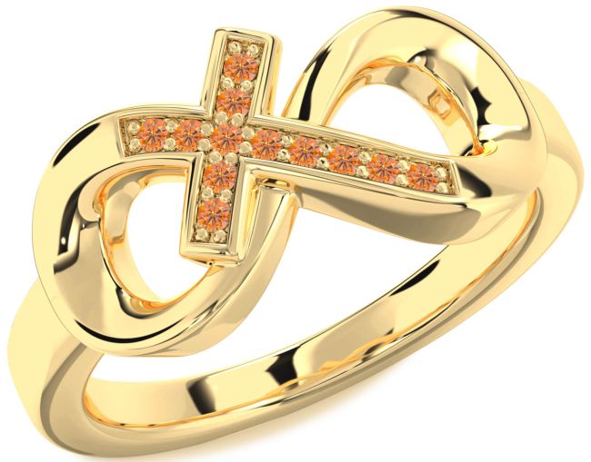 Citrine Gold Infinity Cross Ring
