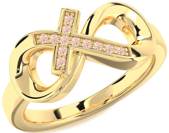 Morganite Gold Infinity Cross Ring