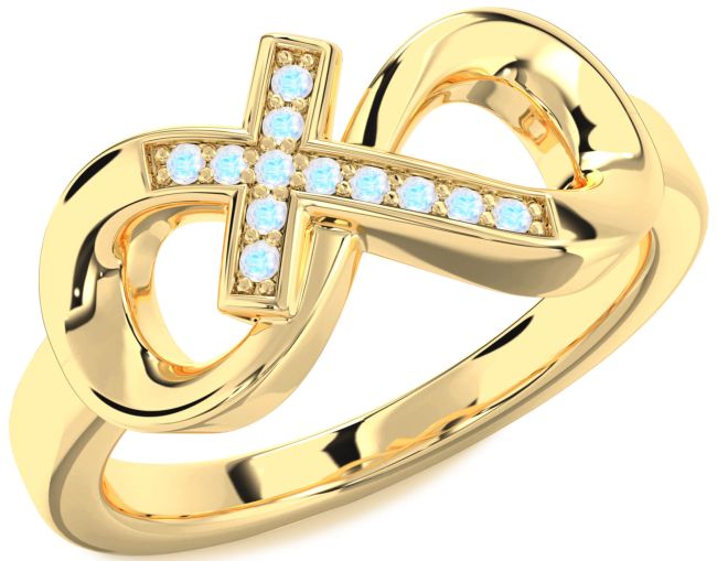 Moonstone Gold Infinity Cross Ring