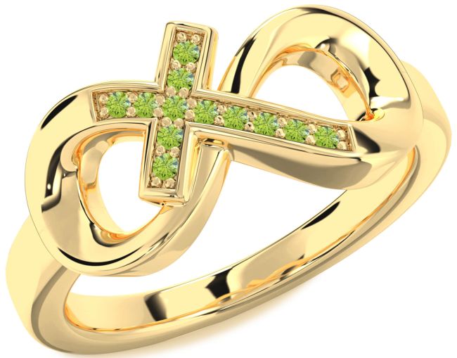Peridot Gold Infinity Cross Ring