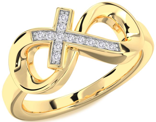 Salt & Pepper Diamond Gold Silver Infinity Cross Ring