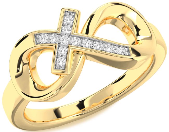 White Sapphire Gold Silver Infinity Cross Ring